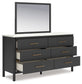 Cadmori Full Upholstered Panel Bed with Mirrored Dresser