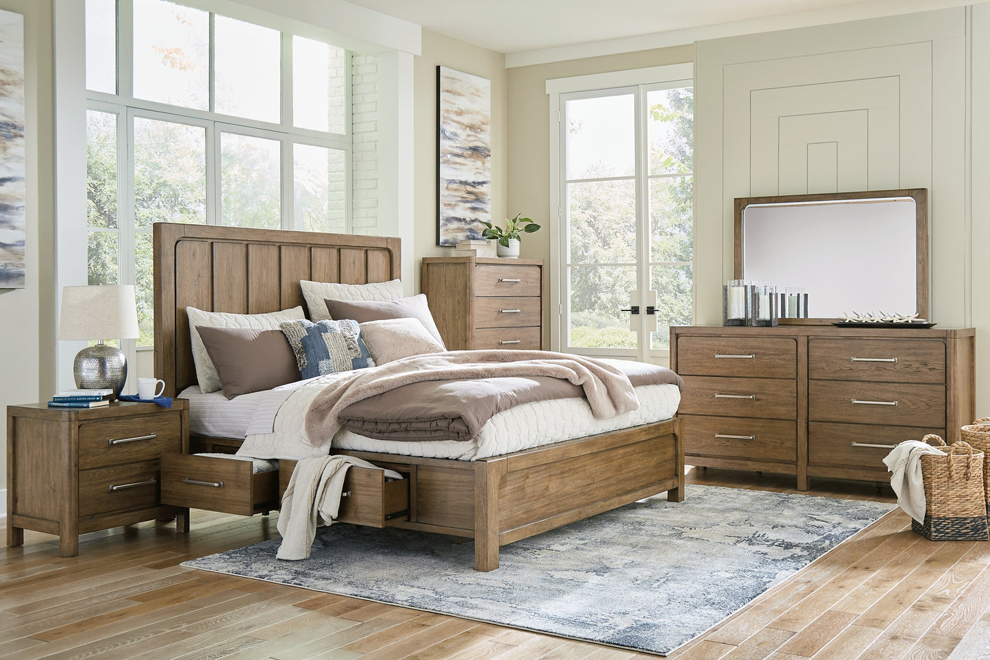 Cabalynn California King Panel Bed with Dresser and Nightstand