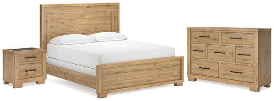 Galliden California King Panel Bed with Dresser and Nightstand